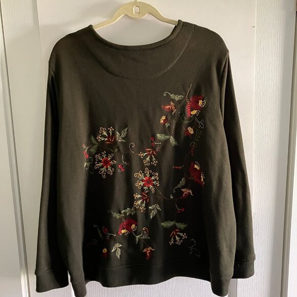 Christopher & Banks Year 2006 Womens Jacket Floral Embroidered Brown Size 2XL. - Picture 7 of 16